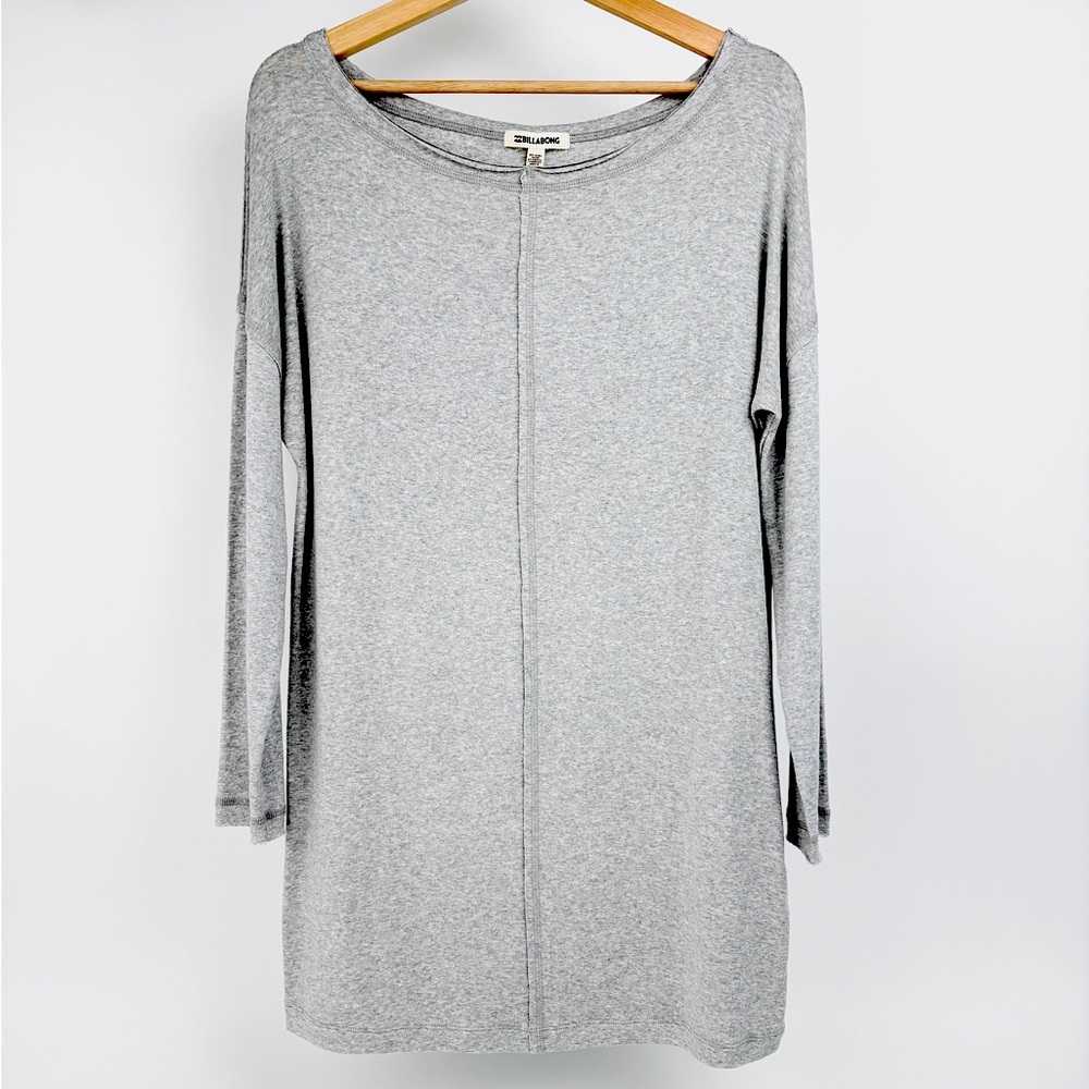 Billabong Only One Boatneck Drop Sleeve Light Gray T Shirt Dress Size M NWOT